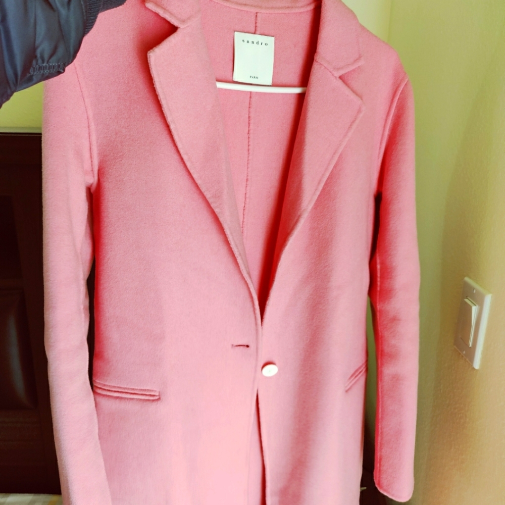 sandro pink wool coat